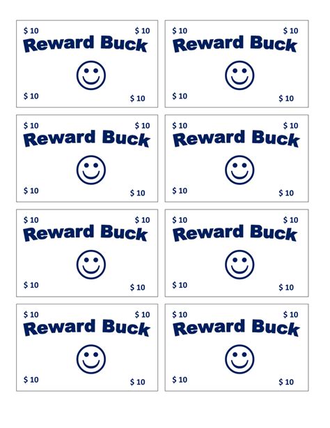 Customizable Reward Bucks Template